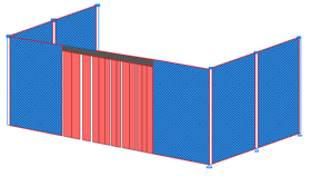 Кабина 4х2 м с ПВХ-занавесками  по центру (ширина занавесок 2 м)
